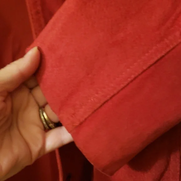 Vintage Avon Fashions Red Fringed Suede 80s 90s Leather Collar Jacket ❤ - Picture 12 of 14